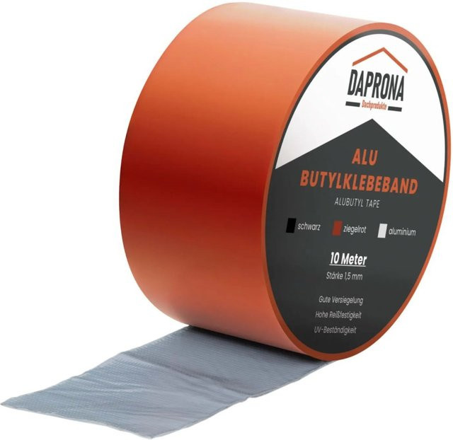 Daprona Butylband Dichtband in Ziegelrot mit Alu-Beschichtung, Breite: 75 mm, Länge: 10 m - Bild 1