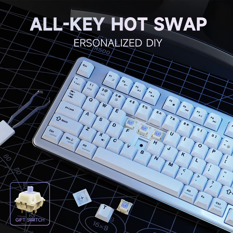 Ajazz AK100 MAX Mechanische Gaming-Tastatur in Schwarz mit keltischem Design, 98 Tasten, LDG-Farbdisplay und Aluminiumgehäuse - Bild 5