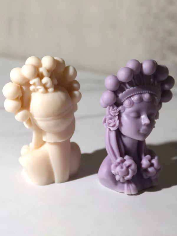 3D Silikonform für Duftkerzen im Stil der chinesischen Peking Oper mit weiblichem Porträt in Lila zur Herstellung von Gips- oder Kunstharzfiguren - Bild 5