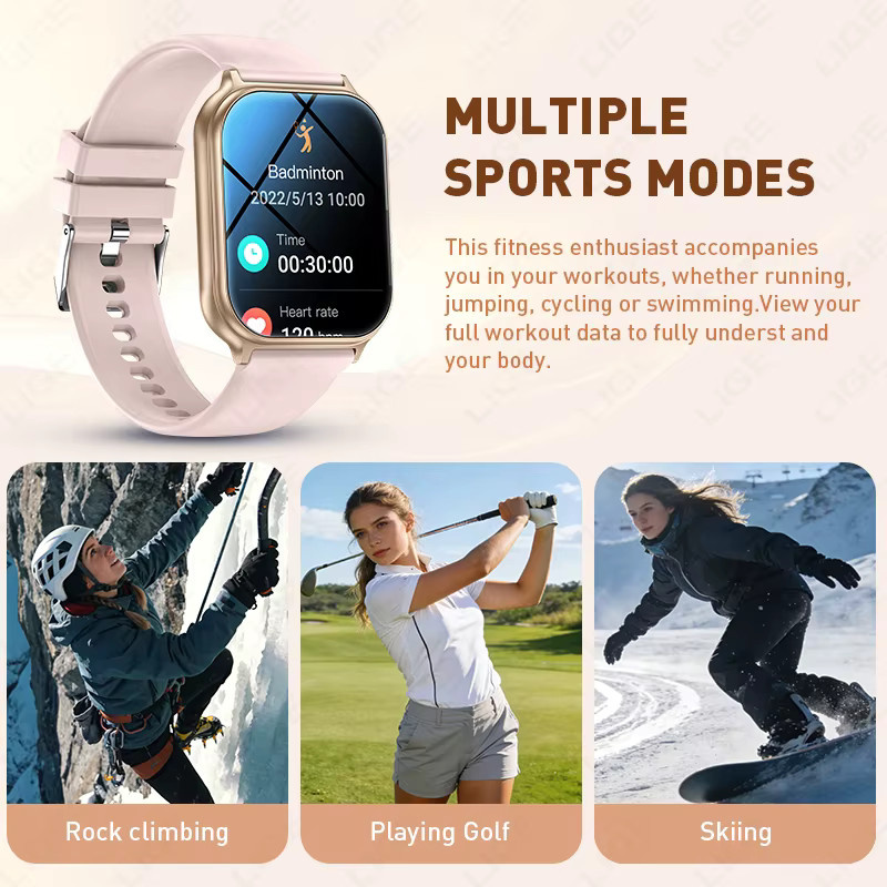 LIGE Smartwatch, Schwarz, Silikon, Bluetooth, Unisex - Bild 6