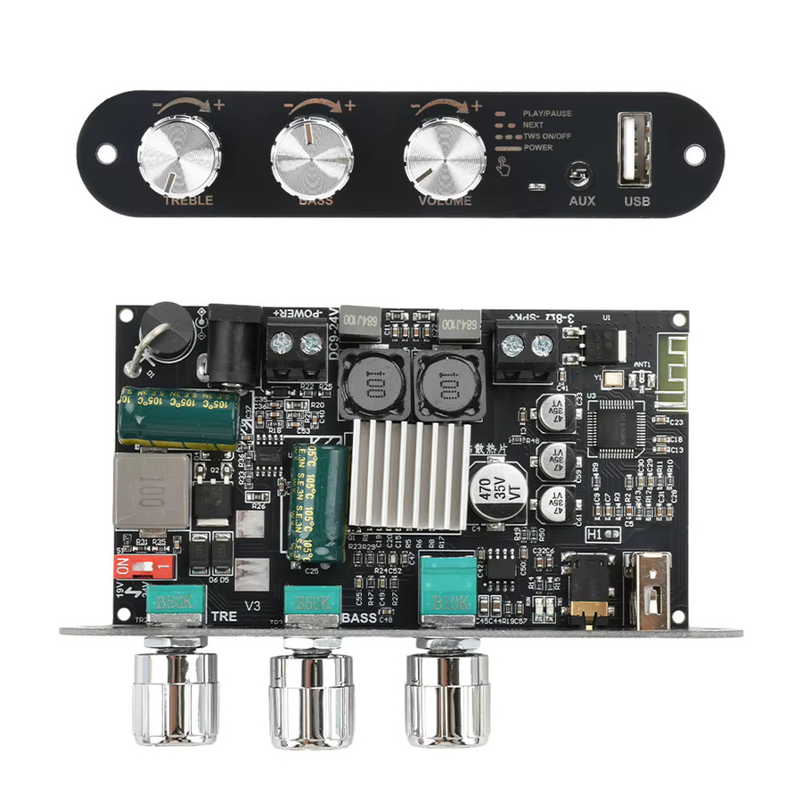 ZK-1001U Bluetooth Verstärker Modul mit TPA3116D2 Chip, 100W Mono, DC 9-24V, Schwarz - Bild 2