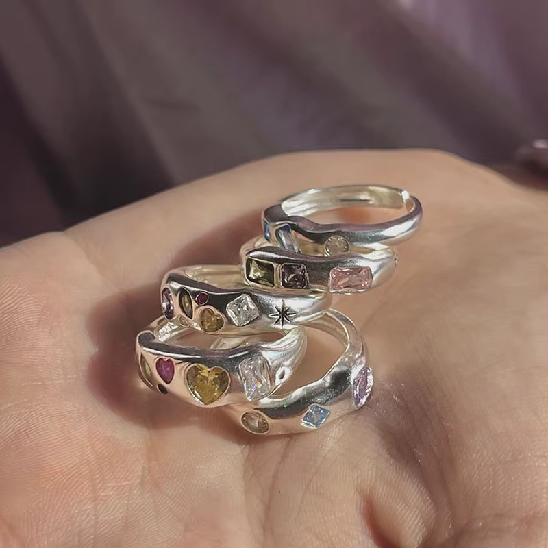 JWER Ring, Bunt, Zirkonia, Kristall, Silber, Damen - Bild 1