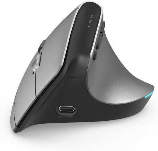 Hama EMW-700 Ergonomische Vertikalmaus Funk Optisch Anthrazit Wiederaufladbar mit 2400 dpi und Bluetooth - Bild 1