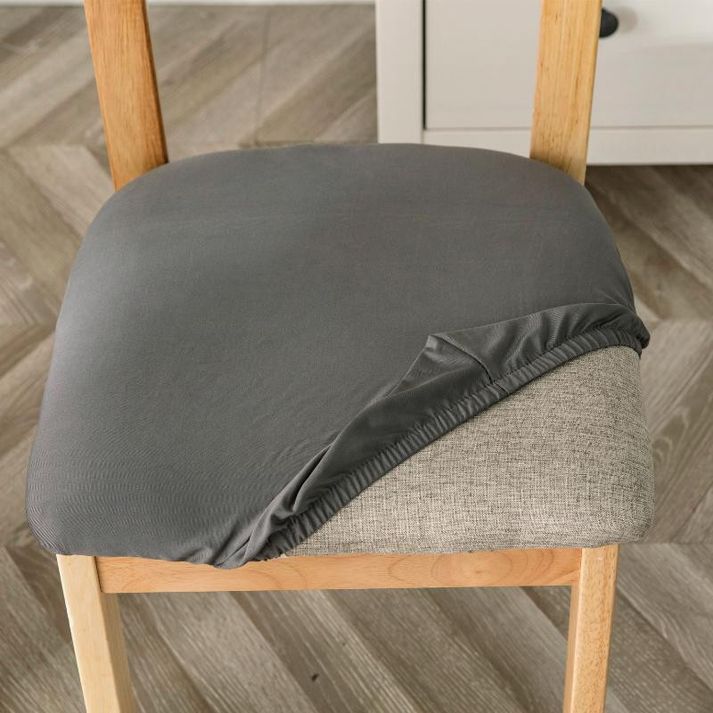 Waschbarer Spandex Stuhlsitzbezug für Esszimmerstühle in Grau - Bild 4