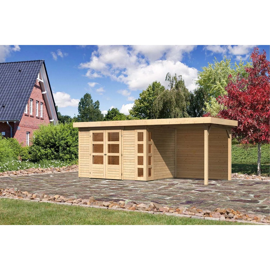 Karibu Holz-Gartenhaus Sölve in Natur mit Flachdach und modernem Design, B/T/H: 298 x 213 x 211 cm - Bild 2