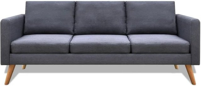 vidaXL 3-Sitzer Sofa aus Stoff mit Holzrahmen in Dunkelgrau, B/T/H: 200 x 80 x 70 cm (Breite: 200 cm, Tiefe: 80 cm, Höhe: 70 cm) - Bild 1