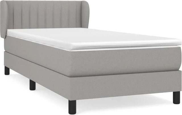 vidaXL Boxspringbett Hybrid mit Matratze und Taschenfederkern, Hellgrau, B/T/H: 80 x 200 cm - Bild 1