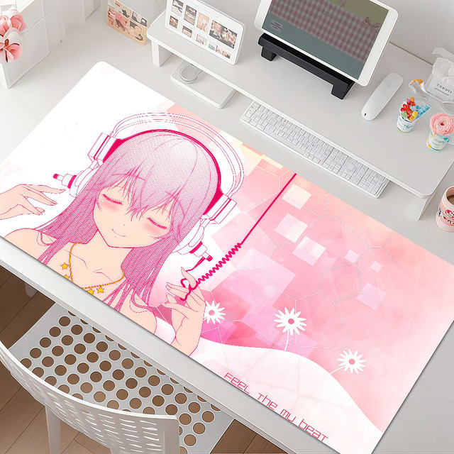 Anime Super S-Sonico Mädchen Mauspad in Pink mit rutschfestem Gummirand für Gaming und Laptop - Bild 1