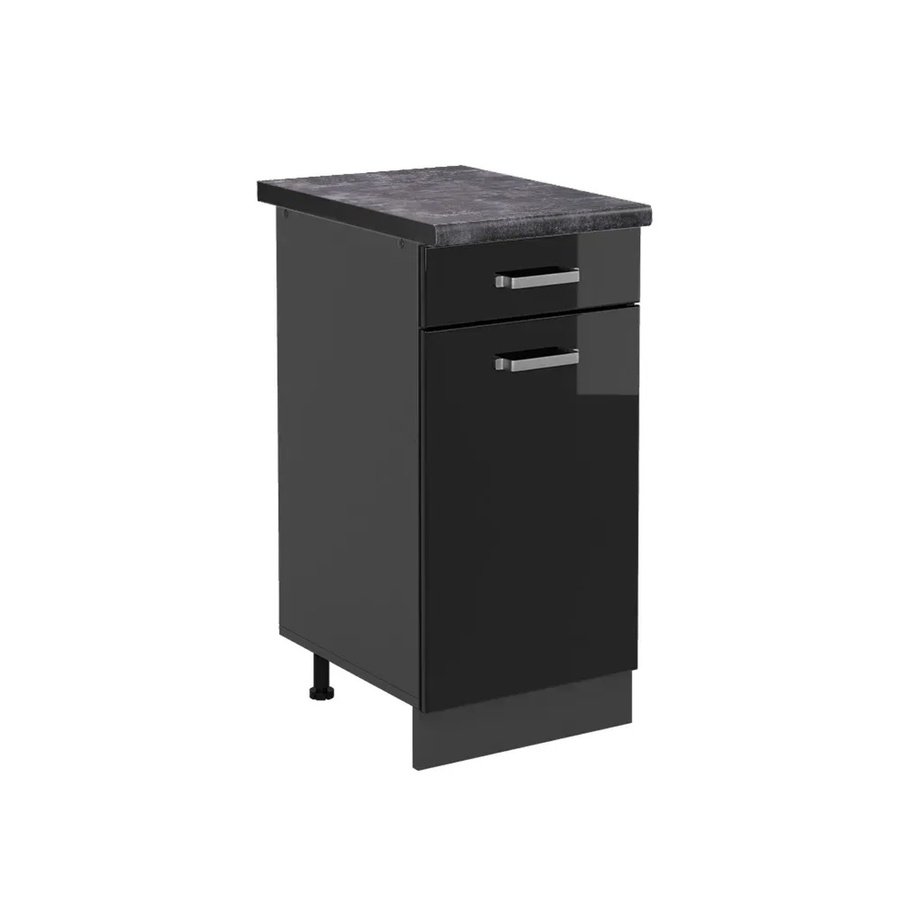 Vicco Küchenunterschrank R-Line in Schwarz Hochglanz und Anthrazit mit Türen und Schubladen, B/T/H: 40 x 60 x 81,6 cm - Bild 2