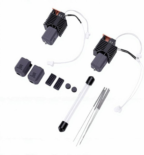 2er-Set Snapmaker Hotend-Ersatz für U1 3D-Drucker mit 0,4 mm Düse, 24V 48W Keramik-Heizblock und Reinigungswerkzeug, Schwarz - Bild 1