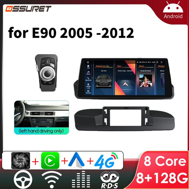 OSSURET Multimedia-Player für BMW 3er E90 2005–2012, 10,25 Zoll Android Autoradio mit Carplay, GPS und WLAN, Schwarz - Bild 1