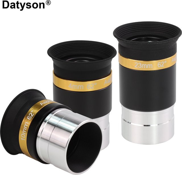 Datyson Weitwinkel-Objektiv Set für astronomische Teleskope, 4/10/23 mm, 62 Grad, asphärisch, HD-vollständig beschichtet, Schwarz, 1,25 Zoll - Bild 1