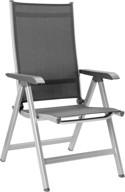 Kettler BasicPlus Klappstuhl aus Aluminium und Textilene in Silber/Anthrazit mit Armlehnen - Bild 1