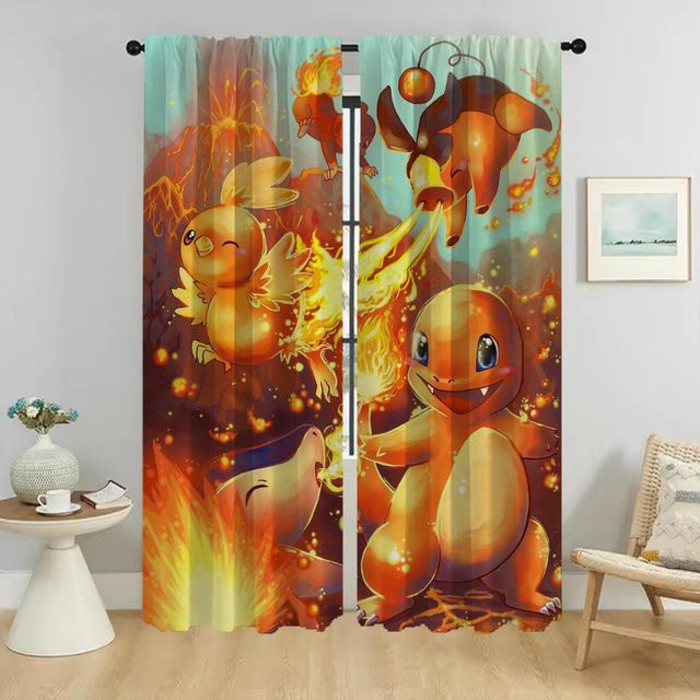 P-pokemones Home Interior Halloween Vorhänge für Wohnzimmer und Fenster, 2 Stück, Mehrfarbig, B: 60 cm, H: 90 cm - Bild 1