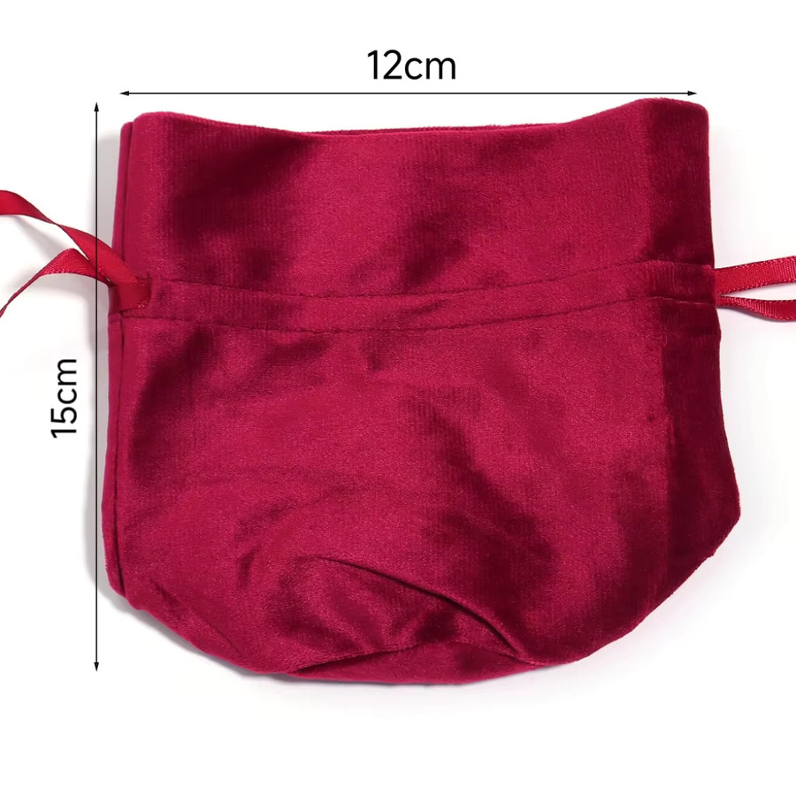 Louleur Samt-Beutel mit Kordelzug für Schmuck und Geschenke in Grau und Rot - Bild 4