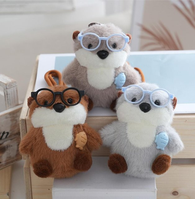 Linyi toy Plüsch Schlüsselanhänger Otter, gray, Kinder, 12cm - Bild 1