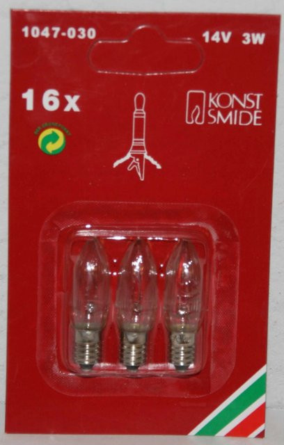 Konstsmide Ersatzbirnen für Baumketten, transparent, 3er Set, 14 V, 3 W, E10 - Bild 1