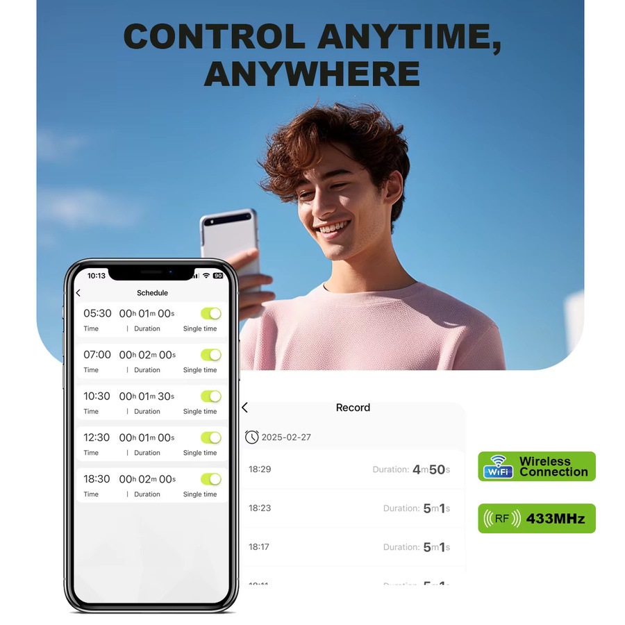 Eshico 639 Smart Sprinkler Timer in Grau: App-gesteuerte 4-Zonen Gartenbewässerung mit RF433-Funksystem und 2 WLAN-Bereichen - Bild 4