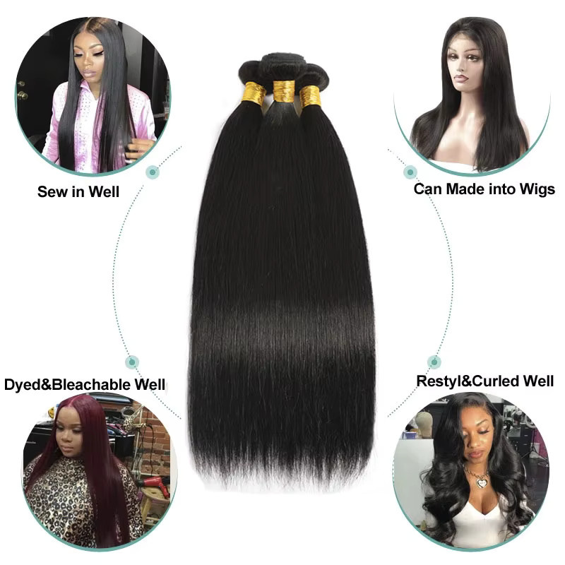 Linhua Haarbundles, Peruanische Haarwebart, Gerade, Schwarz, 100 g/Teil - Bild 5