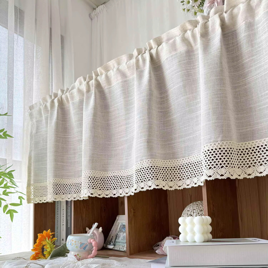 Tiyana Boho Vorhang mit Häkelspitzenbesatz, transparent, B/H: 50 x 100 cm - Bild 3
