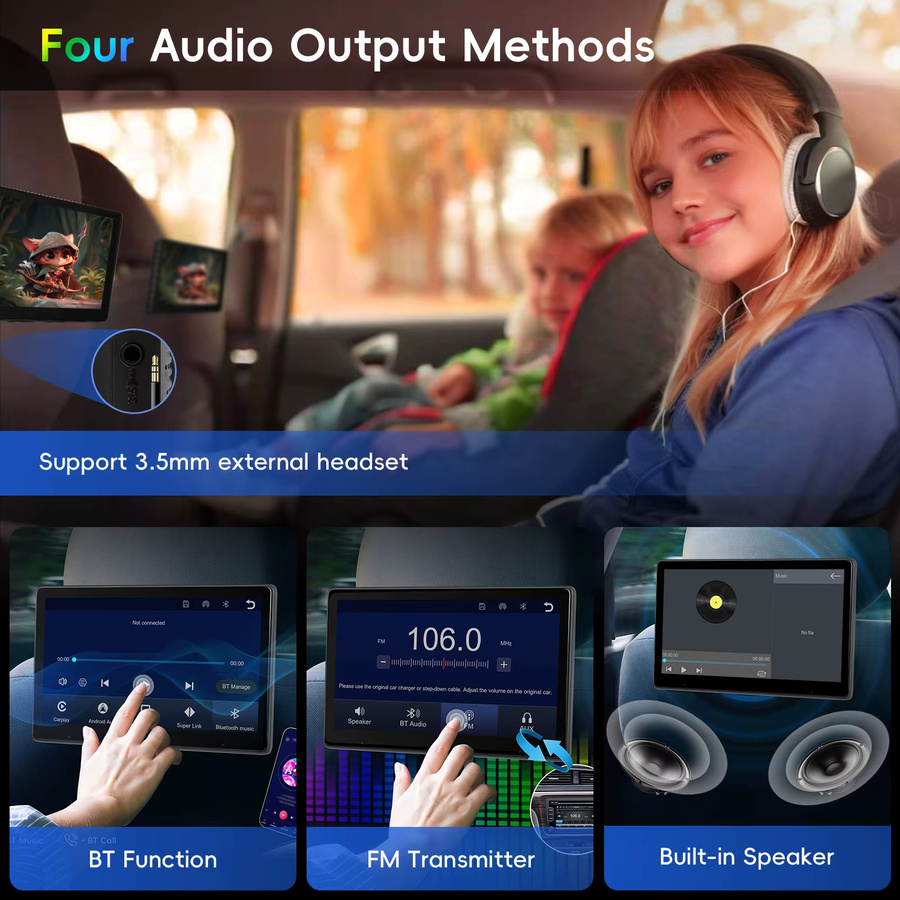 Podofo Carplay Autoradio mit Android Auto, Mirror Link und Bluetooth in Schwarz - Bild 3