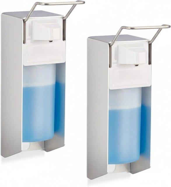 Relaxdays Desinfektionsspender aus Aluminium in Silber, 2er Set, H x B x T: 28 x 8 x 15 cm - Bild 1