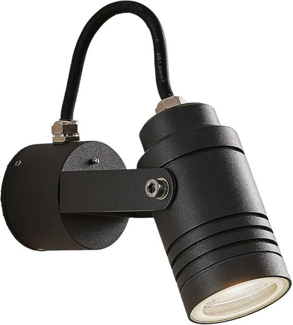 Lucande Außenleuchte Galina Wandleuchte aus Aluminium in Dunkelgrau, 1-flammig GU10, IP54, Modern - Bild 1
