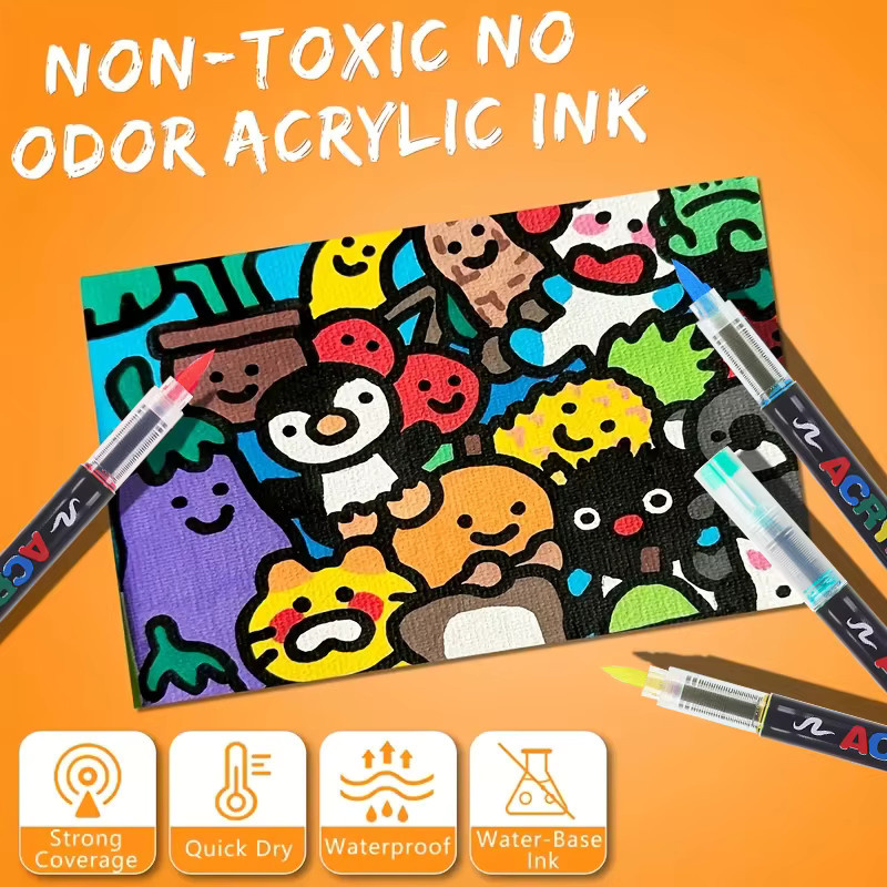 Acryl-Farbstift-Marker mit Pinselspitze für Holz, Felsmalerei und Leinwand in Multicolour - Bild 4