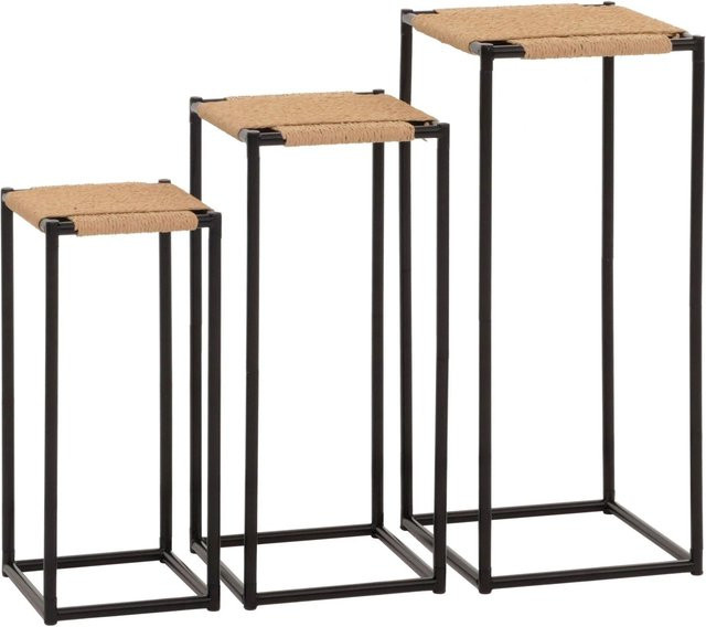 MCW 3er-Set Blumentisch N70 stapelbar aus Metall und Papierseil in Beige und Braun - Bild 1