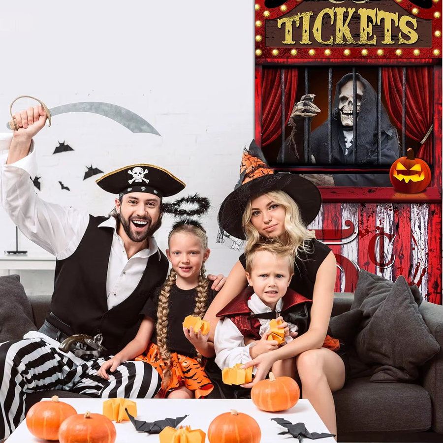 VIKAMA Halloween Party-Dekoration Böser Zirkus Ticketkabinen-Banner in Multicolor, B: 180 cm, H: 90 cm - Bild 5