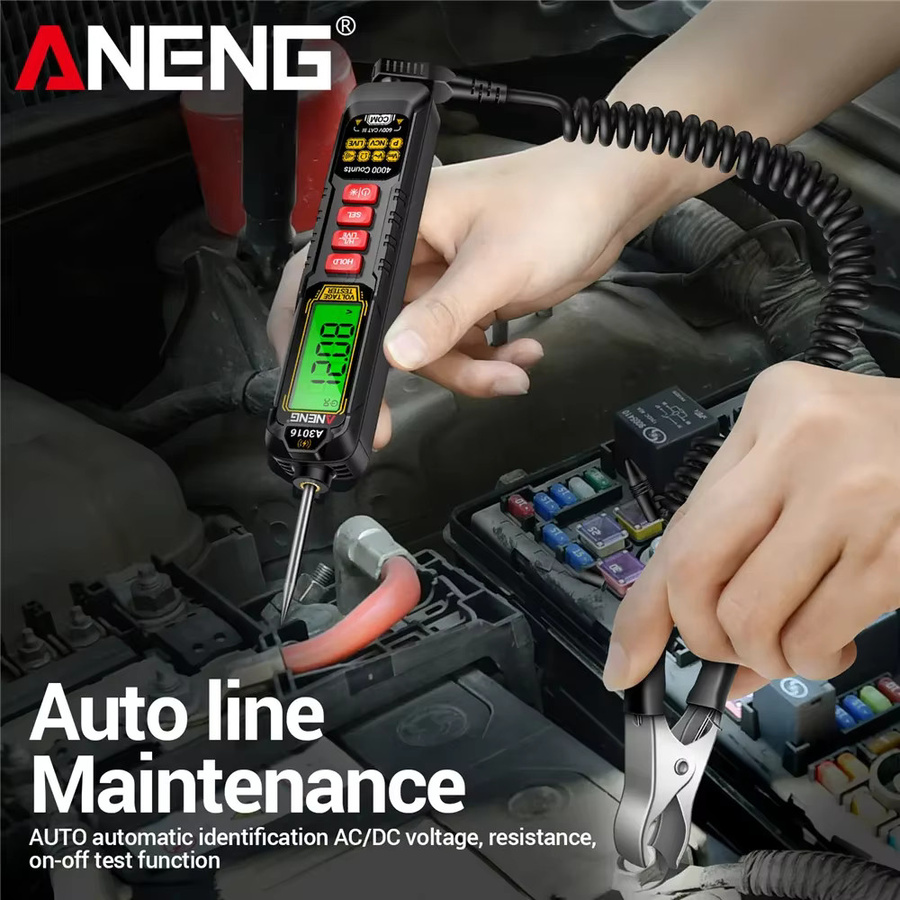 ANENG A3016 Stift-Multimeter in Schwarz: Wiederaufladbarer Spannungstester 600V AC DC mit NCV Induktions-Nullleiter- und Spannungsüberbrückungs-Detektor - Bild 2