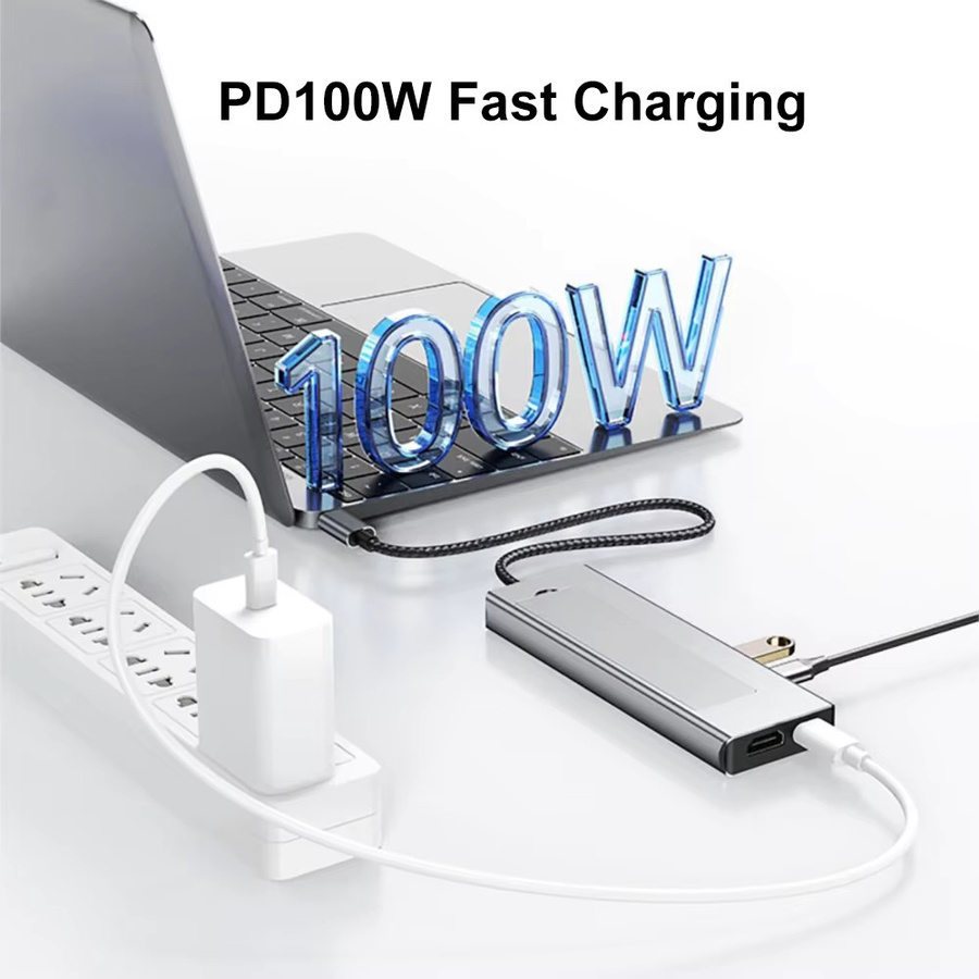 KEBIDUMEI 9 in 1 M.2 NVMe SSD Hub USB-Dockingstation mit USB 3.2 10Gbps, HDMI 4K60Hz, PD 100W und RJ45 Ethernet für PC, Laptop und Macbook - Bild 4