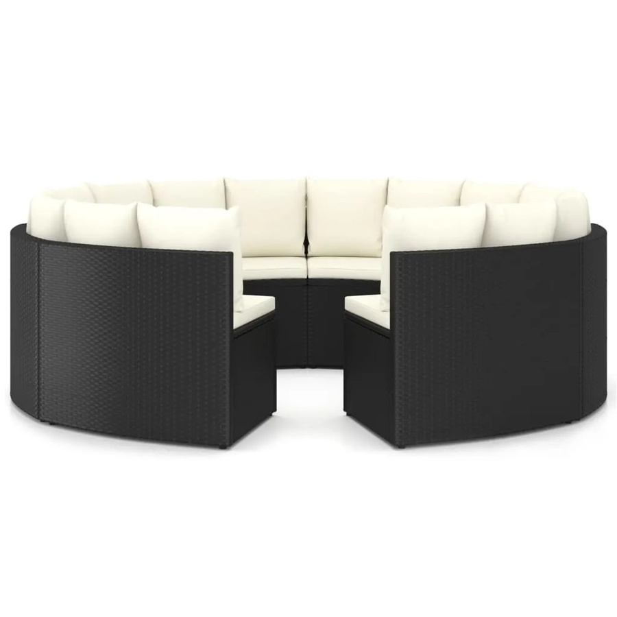 vidaXL 8-tlg Garten-Sofagarnitur in U-Form aus Poly Rattan mit Sitzpolstern und Rückenkissen, Schwarz - Bild 2