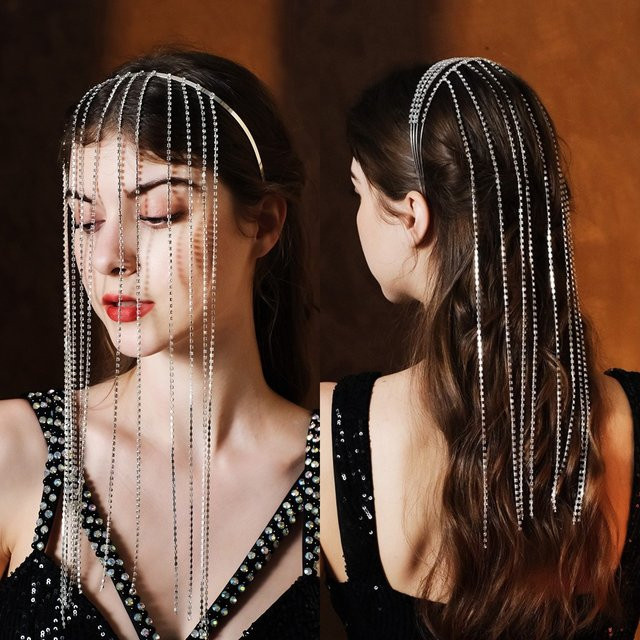 Haarband mit Quaste und Strass, Damen - Bild 1