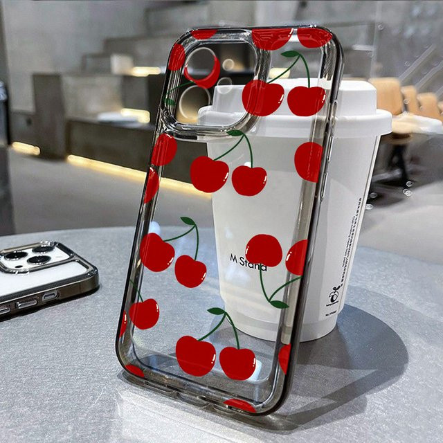 Transparente Kirsche Handyhülle von AKABEILA für iPhone 11 12 13 14 15 Pro Max und weitere Modelle - Bild 1