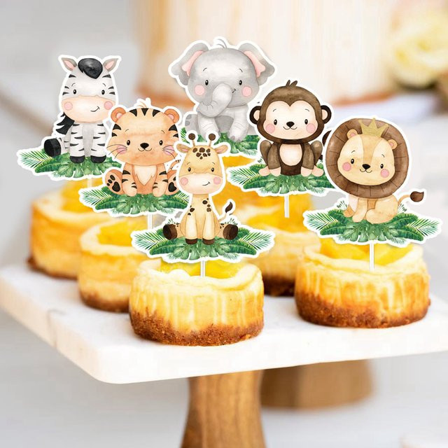 Tissy 18er Set Wald Tier Kuchen Topper aus Papier in Mehrfarbig für Geburtstag und Safari Party Dekoration - Bild 1