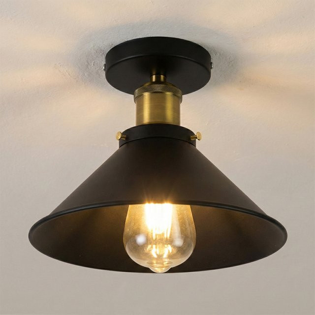 OSABO Deckenleuchte im Industriestil aus Metall in Schwarz mit Einzelkopf und Diamant-Design für Restaurant, Flur oder Café - Bild 1