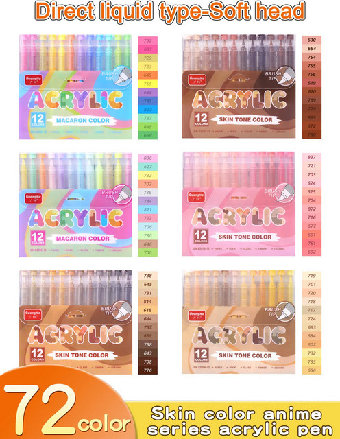Acrylmarker Set mit 72 Farben und weichem Pinsel für Graffiti und DIY-Kunst auf allen Oberflächen - Bild 1