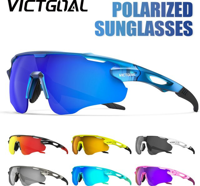 VICTGOAL Sportsonnenbrille, polarisiert, Vollrand, Unisex, weiß, schwarz - Bild 1