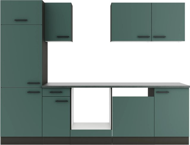 OPTIFIT Verona405 Küchenzeile in Steingrün mit modernem Design und melaminbeschichteten Qualitätsspanplatten, Breite: 270 cm - Bild 1