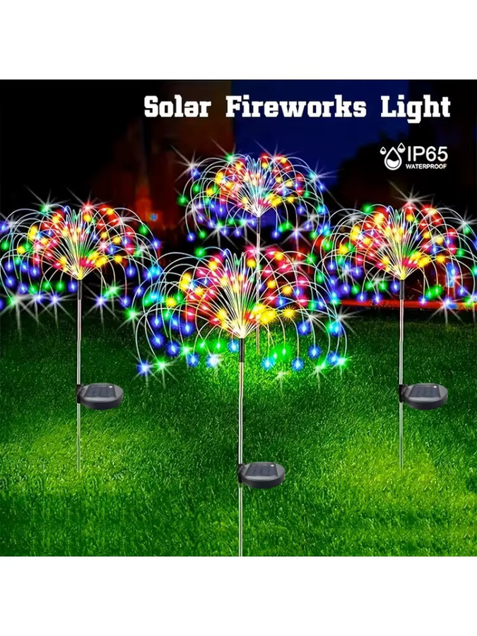 OKAL RED EAST Solar-Gartenleuchten mit 8 Modi, RGB Multicolour LED Feuerwerkslichter, spritzwasserfeste Solar-Lichterkette für Garten, Hochzeit und Party - Bild 5