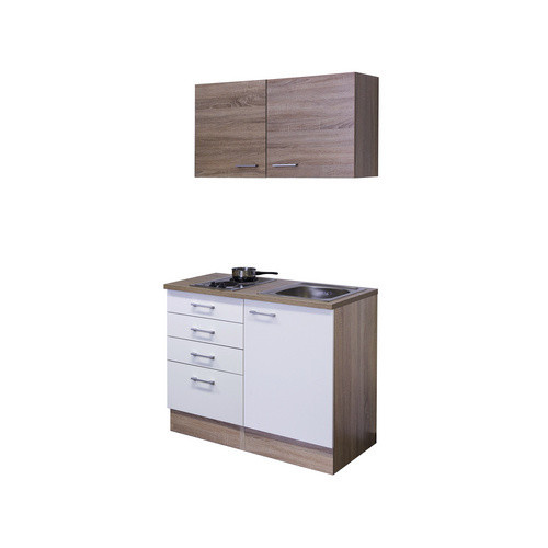 Flex-Well Miniküche Samoa in Weiß mit Eiche-Optik, B/H/T: 100 x 200 x 60 cm - Bild 3