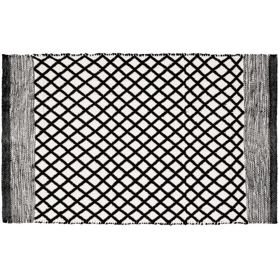 Wenko Badematte Tara in Schwarz-Weiß mit Rautenmuster im Ethno-Style aus recyceltem Polyester, B/T: 80 x 50 cm - Bild 2