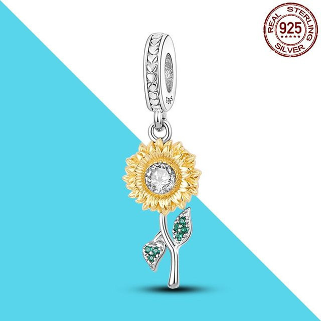 Sonnenblumen Hänge-Charms, 925 Silber, Zirkonia, Damen - Bild 1
