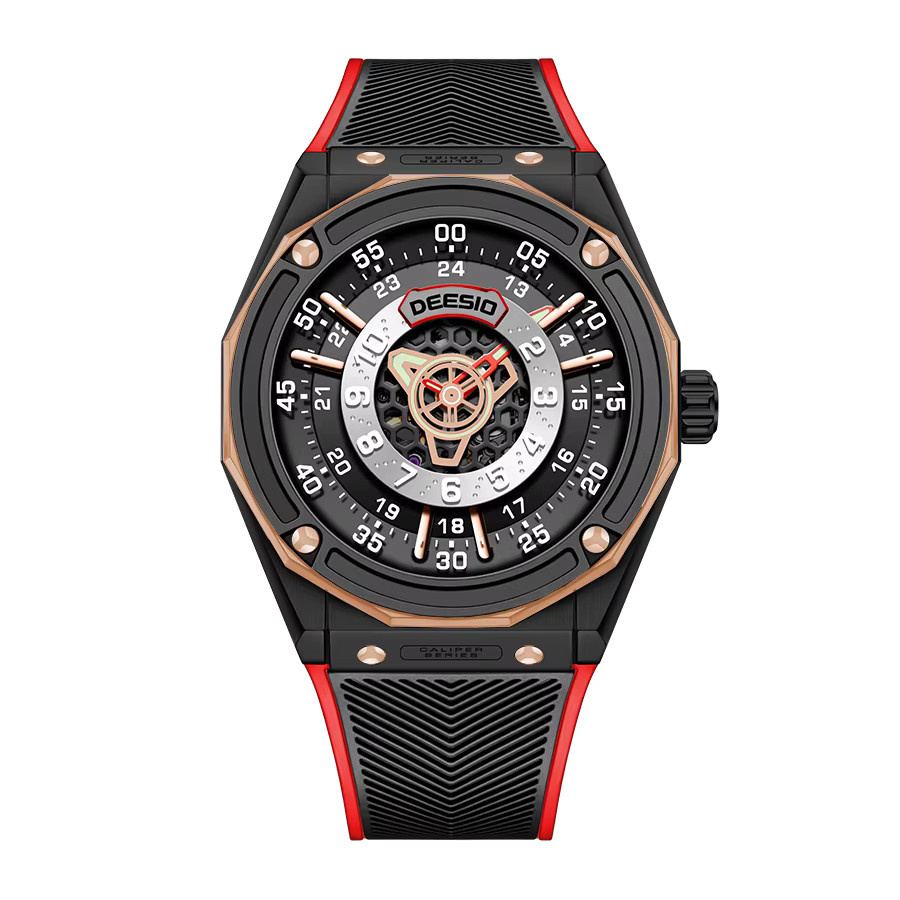 Deesio Armbanduhr, Chronograph, Automatik, Edelstahl, Saphirglas, Herren, Schwarz - Bild 6