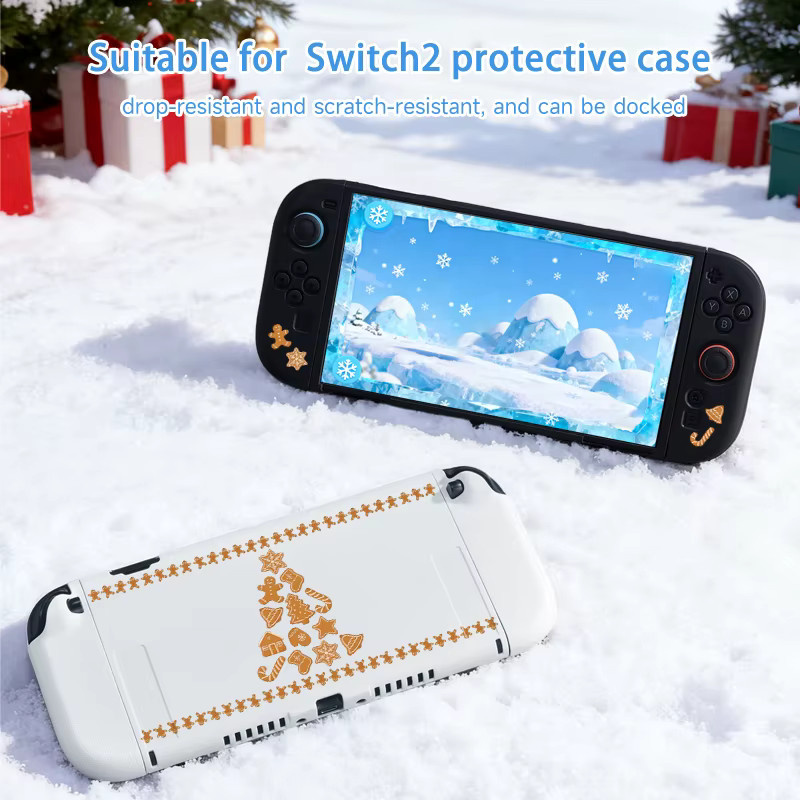 Stoßfeste Softshell-Schutzhülle für Nintendo Switch2 im Weihnachtsthema in Weiß - Bild 3