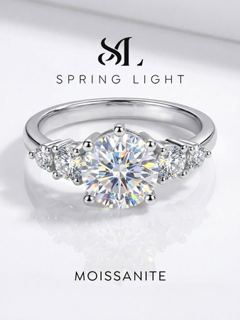 Verlobungsring 925 Silber, Moissanit-Diamant, Damen