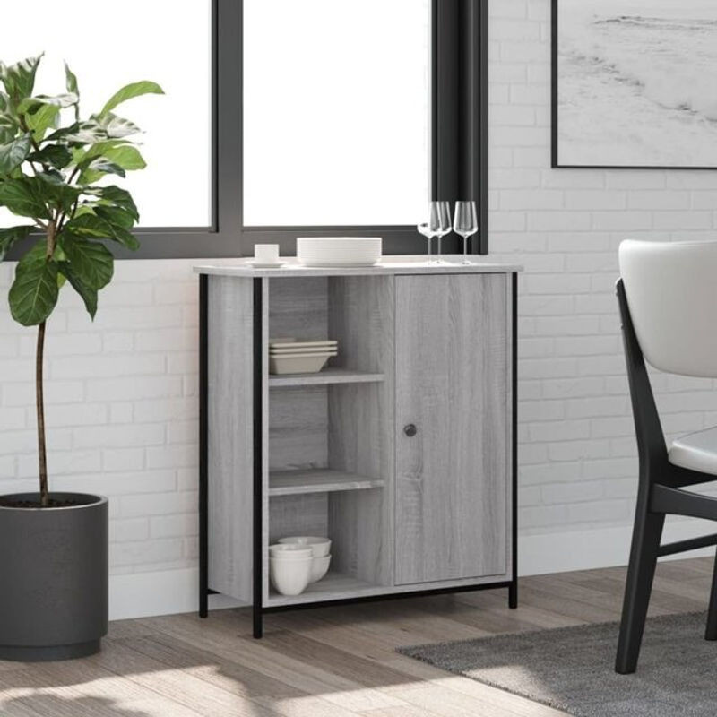 Vidaxl Sideboard in Grau aus Holzwerkstoff und Stahl, Modernes Design, B/T/H: 70 x 30 x 80 cm - Bild 1