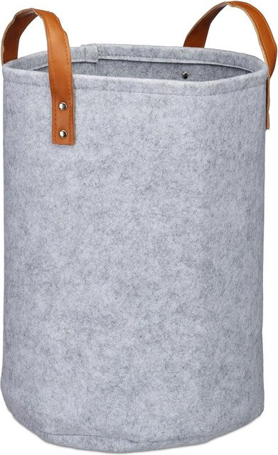 Relaxdays Wäschekorb aus Filz Grau, tragbar und faltbar, B: 45 cm, T: 30 cm, H: 30 cm - Bild 1
