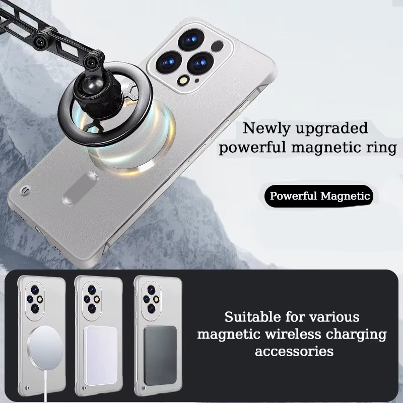 Fudusaidman Ultradünne MagSafe Hülle aus Hart-PC für iPhone 16 15 Pro Max Plus 16 Pro, magnetische kabellose Ladehülle, stoßfest, rahmenlos, Schwarz - Bild 4
